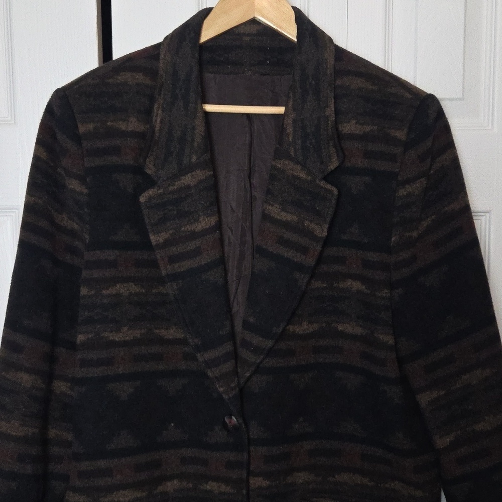 Aztec Patterned Black and Brown Blazer